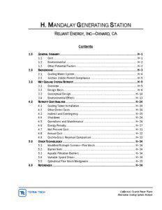 H. MANDALAY GENERATING STATION RELIANT ENERGY, INC—OXNARD, CA Contents