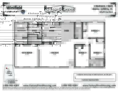 4 Bedroom, 3 Bath Approx. 1,800 Sq. Ft. Multi-Section Winifield Magenta Series