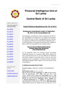http://fiusrilanka.gov.lk  Financial Intelligence Unit of Sri Lanka Central Bank of Sri Lanka Email No. UNSCR1267/27