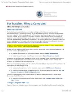 For Travelers: Filing a Complaint | Transportation Security Administration