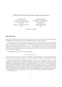 Colimit Theorems for Relative Homotopy Groups∗ Ronald Brown† School of Mathematics, University of Wales, Bangor, Dean St., Bangor, Gwynedd LL57 1UT,