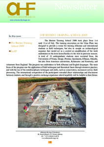 Newsletter June-July 2009 www.albanianheritage.net In this issue