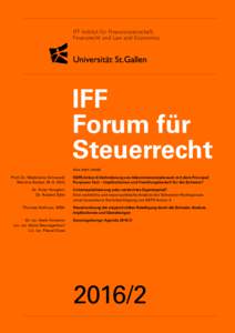 IFF Institut für Finanzwissenschaft, Finanzrecht und Law and Economics IFF Forum für Steuerrecht