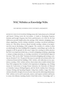 The WAC Journal, Vol. 17: SeptemberWAC Websites as Knowledge Webs dan melzer, california state university, sacramento  Books focused on developing Writing Across the Curriculum such as McLeod