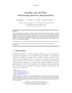 TAPASPostHat and All That: Automating Abstract Interpretation A. Thakur a