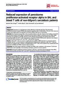 Reduced expression of peroxisome proliferator-activated receptor alpha in BAL and blood T cells of non-löfgren’s sarcoidosis patients