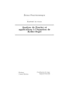 ´ Ecole Polytechnique Rapport de stage  Analyse de Fourier et