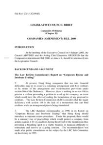 File Ref: C2/1/12C(99)IX  LEGISLATIVE COUNCIL BRIEF Companies Ordinance (Chapter 32)