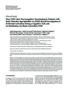 Does rTMS Alter Neurocognitive Functioning in Patients with Panic Disorder/Agoraphobia? An fNIRS-Based Investigation of Prefrontal Activation during a Cognitive Task and Its Modulation via Sham-Controlled rTMS