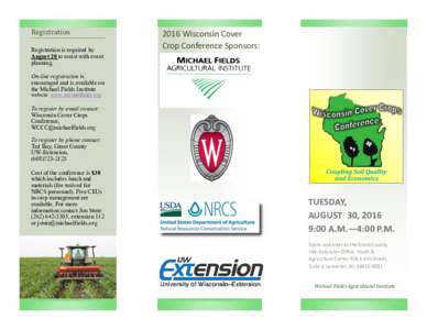 Registration Registration is required by August 20 to assist with event planningWisconsin Cover