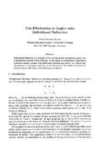 C u t - E l i m i n a t i o n in Logics with Definitional Reflection Peter Schroeder-Heister