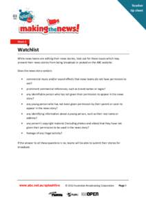 Teacher tip sheet Week 4  Watchlist