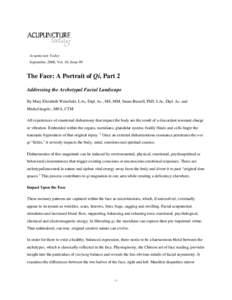 The Face: A Portrait of Qi, Part 2 | acupuncturetoday.com