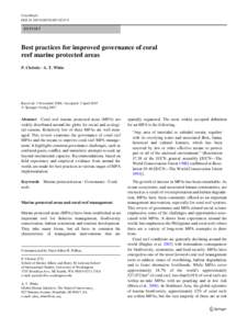 Coral Reefs DOIs00338R EP O R T  Best practices for improved governance of coral