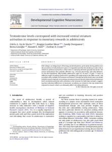 Testosterone levels correspond with increased ventral striatum activation in response to monetary rewards in adolescents