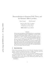 Renormalization in Quantum Field Theory and the Riemann–Hilbert problem arXiv:hep-thv3 30 SepAlain Connes∗
