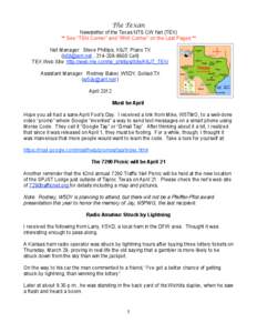 The Texan Newsletter of the Texas NTS CW Net (TEX) ** See “TSN Corner” and “RN5 Corner” on the Last Pages **