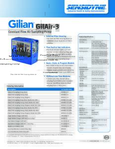 GilAir-3  Constant Flow Air Sampling Pump • 	 External Filter Housing