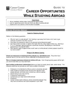 GUIDE  TO CAREER OPPORTUNITIES WHILE STUDYING ABROAD