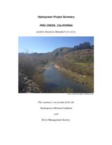 Hydropower Project Summary PIRU CREEK, CALIFORNIA SANTA FELICIA PROJECT (P[removed]Photo: Candice Meneghin, California Trout