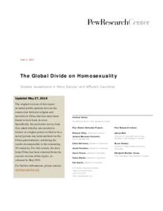Microsoft Word - Pew Global Attitudes Homosexuality Report REVISED MAY 27, 2014.docx
