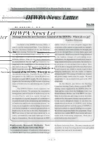 The International Network for DIVERSITAS in Western Pacific & Asia  June 25, 2002 DIWPA News Letter No.16