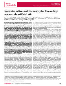 Nanowire active-matrix circuitry for low-voltage macroscale artificial skin