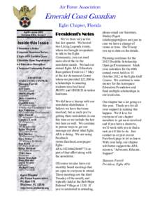 Air Force Association  Emerald Coast Guardian Eglin Chapter, Florida April—June 2012 Volume XXIV, Issue 3