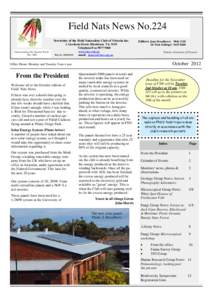 Field Nats News No.224 Newsletter of the Field Naturalists Club of Victoria Inc. Understanding Our Natural World Est. 1880