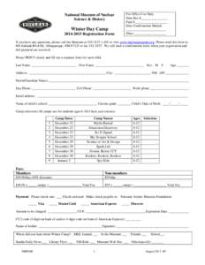 National Museum of Nuclear Science & History Winter Day Camp[removed]Registration Form