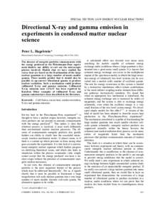 SPECIAL SECTION: LOW ENERGY NUCLEAR REACTIONS  Directional X-ray and gamma emission in experiments in condensed matter nuclear science Peter L. Hagelstein*