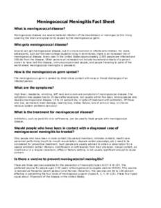 Meningococcal Meningitis Fact Sheet