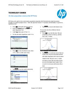 HP Prime Technology Corner 18  The Practice of Statistics for the AP Exam, 5e Section 9-2, P. 561