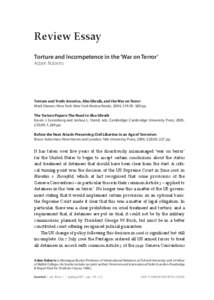 Review Essay Torture and Incompetence in the ‘War on Terror’ Adam Roberts Torture and Truth: America, Abu Ghraib, and the War on Terror Mark Danner. New York: New York Review Books, 2004. $[removed]pp.