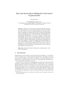 Fast and Secure Root Finding for Code-based Cryptosystems Falko Strenzke 1  2