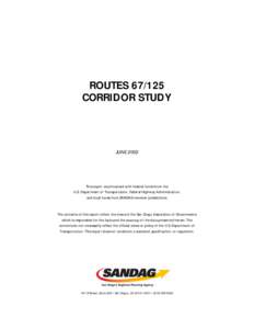 ROUTES[removed]CORRIDOR STUDY JUNE[removed]This report was financed with federal funds from the