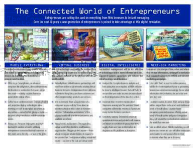 The Connected World of Entrepreneurs Entrepreneurs are cutting the cord on everything from Web browsers to instant messaging. Over the next 10 years a new generation of entrepreneurs is poised to take advantage of this d