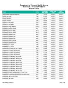 Department of Vermont Health Access Maximum Allowable Cost List as of[removed]FORM  CURRENT