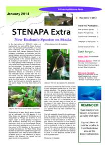 St Eustatius National Parks  January 2014 NewsletterInside this Publication...