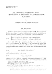 RIMS Kˆ okyˆ uroku Bessatsu B19 (2010), 221–247  On L-functions over function fields: