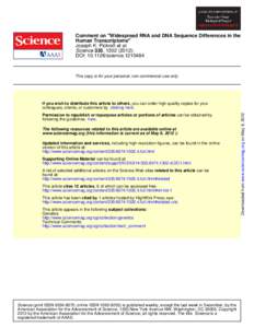 Comment on ''Widespread RNA and DNA Sequence Differences in the Human Transcriptome'' Joseph K. Pickrell et al. Science 335, ); DOI: science