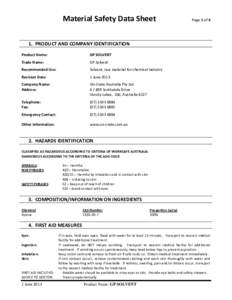 Material Safety Data Sheet  Page 1 of 4 1. PRODUCT AND COMPANY IDENTIFICATION Product Name: