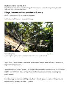 Kings farmers enhance water efficiency | Local | hanfordsentinel.com