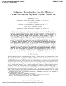 Preliminary Investigation Into the Effects of Cross-Flow on Low Reynolds Number Transition