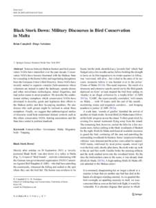 Hum Ecol DOIs10745Black Stork Down: Military Discourses in Bird Conservation in Malta Brian Campbell & Diogo Veríssimo