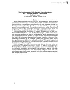 Oct 01, 2014  The New Corporate Web: Tailored Entity Partitions and Creditors’ Selective Enforcement Anthony J. Casey (Forthcoming Yale Law Journal 2015)