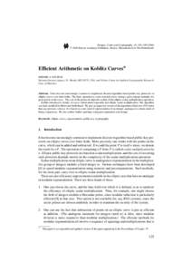 Designs, Codes and Cryptography, 19, 195–c 2000 Kluwer Academic Publishers, Boston. Manufactured in The Netherlands. °  Efficient Arithmetic on Koblitz Curves*