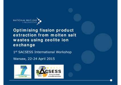 Optimising fission product extraction from molten salt wastes using zeolite ion exchange 1st SACSESS International Workshop Warsaw, 22-24 April 2015