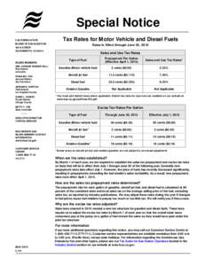 Tax Rates for Motor Vehicle and Diesel Fuels