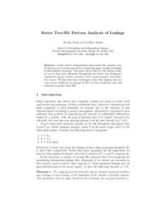 Faster Two-Bit Pattern Analysis of Leakage Ziyuan Meng and Geoffrey Smith School of Computing and Information Sciences Florida International University, Miami, FL 33199, USA , 